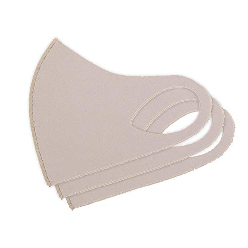 CHUU Fashion Washable Soft Neoprene Face Cover Mask For Summer(3 packs) 5.1 x 12 in (Beige, A)