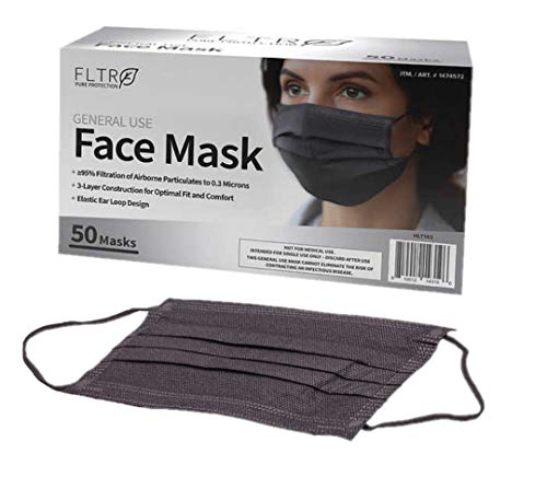 FLTR General Use Face Mask, 50 Disposable Masks (50, Black)