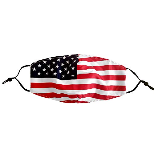 Patriotic American USA Flag Adjustable Reusable Cloth Face Mask with Filter Pocket (Adult Size 2 Pack)