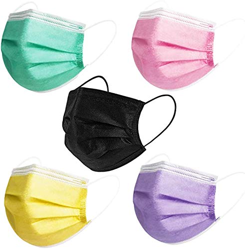 50 PCS Multicolor Disposable Face Masks 3 Layers Design(Multicolor)
