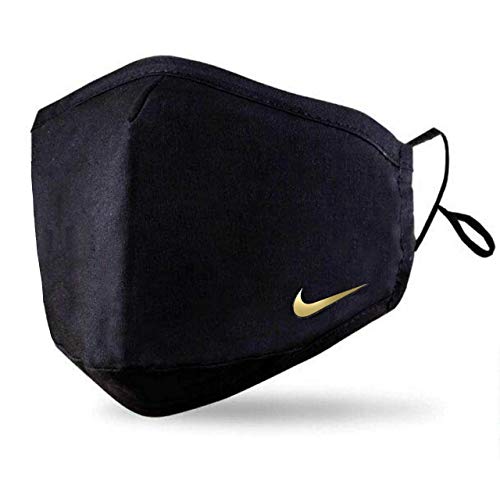 Black Face Mask With 2 Free PM2.5 Filters (Washable Durable & Reusable) Custom Nike Mini Face Cover - Gold