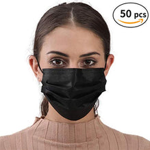 Load image into Gallery viewer, Black Face Mask Disposable Breathable Mouth Cover Black Breathable Masks For Daily Protection Air Pollution, Dust-proo (50pcs)
