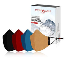 Load image into Gallery viewer, Swiss Eagle MULTICOLOUR Cotton Respirator 6 Layer Reusable Outdoor Face Mask (PACK OF 4)
