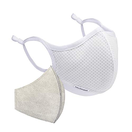 Halo Life Face Mask - Reusable/Washable with Replaceable Nanofiber Filter - Lightweight Ultra-Breathable, Specific Sizes, Adjustable to fit for Women/Men/Children- 200 Hour Filter Life - White
