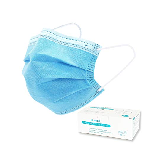 Disposable Protective Face Mask, Breathable 3 Ply Masks with Earloops，with Melt-Blown Cloth (Blue 50pcs)