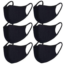 Load image into Gallery viewer, 6pcs/Pack Black Face Mask Windproof Dustproof Face Masks Breathable Reusable Washed for Outdoor Sport Half Face Earloop Cotton Face Masks(Black)

