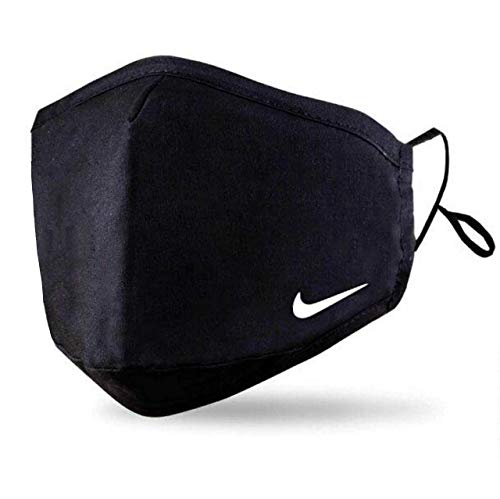 Black Face Mask With 2 Free PM2.5 Filters (Washable Durable & Reusable) Custom Nike Mini Face Cover - White