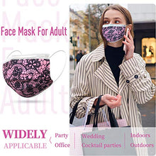 Load image into Gallery viewer, Disposable Face Masks, Face Mask for Women, Breathable 3- Ply Face Mask with Lace Fashion Pattern, Adjustable Nose Wire and Elastic Ear Loops（50Pcs）Pink
