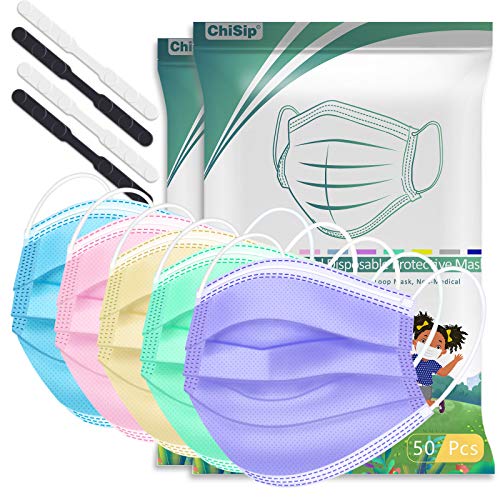 100PCS Kids Disposable Face Mask - Dust Mask,3 Layers Multicolor Breathable Protective Children Safety Mask for Boys & Girls Indoor,Outdoor Use