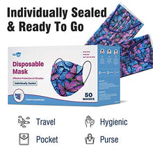 Load image into Gallery viewer, WeCare Disposable Face Mask Individually Wrapped - 50 Pack, Butterfly Print Masks - 3 Ply
