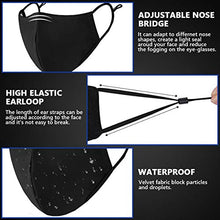 Load image into Gallery viewer, Black Cloth Face Mask 5 Pack with 10 Filters, 3-Ply Machine Washable Reusable Face Mask with Adjustable Earloops for Home Office Work Breathable Mask for Adults Women Men,5 Pack
