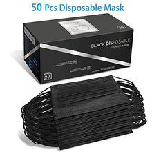 Load image into Gallery viewer, MKOM Disposable Face Masks, Face Masks Black, 50 Pack
