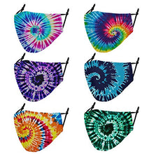 Load image into Gallery viewer, Cloth Face Masks Reusable Washable - Adjustable Cotton Masks Printed Face Covering Unisex Adult Plain Safety Masks Dust Face Mask for Women ,Men - 6 PCS - Tie dye
