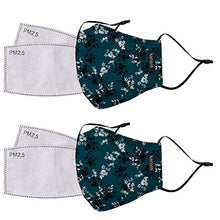 Load image into Gallery viewer, kensie Women&#39;s 2 Piece Face Mask Set, Teal Flower, Standard

