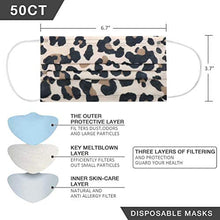 Load image into Gallery viewer, Disposable Face Mask - 50pcs Comfortable Protective Mouth Cover 3-Ply Breathable Anti Dust Filter Safety Mask for Indoor Outdoor Home Office Travel (Leopard)
