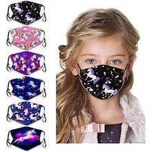 Load image into Gallery viewer, 6Pcs Kids Unicorn Face Bandanas Cute Cartoon Breathable Cotton Dust Protection with Adjustable Ear Loops for Boys Gilrs
