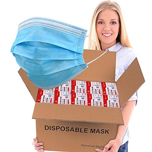 2000 PCS Bulk Blue Face Masks (40 Boxes, 50pcs/Box), Non Woven Thick 3-Layers Breathable Facial Masks with Adjustable Earloop, Mouth and Nose Cover