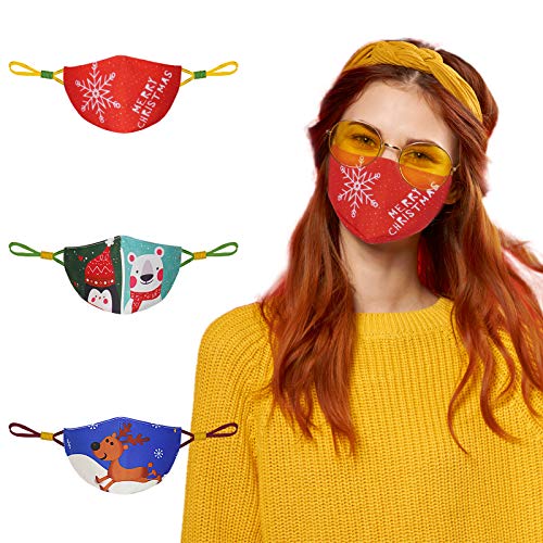 Face Mask for Small Size Adults Women Men, Cloth Face Mask Reusable Washable, Breathable Cotton Mask with Adjustable Ear Loops and Cute Pattern