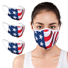 Load image into Gallery viewer, 3PCS Made in The USA | 100% Cotton Washable Reusable Great Gift | American Flag Masks Mouth Face_ Protect Bandana Balaclavas Dust_Mask Unisex Adult for Independence Day 4th of July (Flag 3 Pieces)
