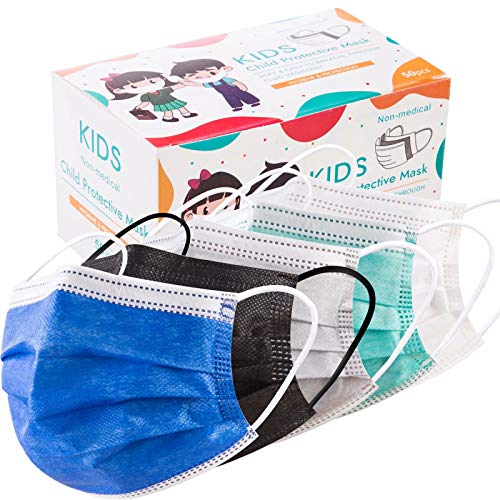 50 PCS Kids Disposable Face Mask - Dust Masks Childrens Safety Masks for Girls Boys