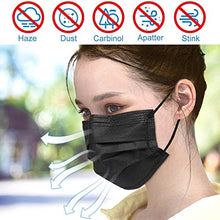 Load image into Gallery viewer, Black Disposable Face Masks, 100 Pcs Black Face Masks 3 Ply Filter Protection
