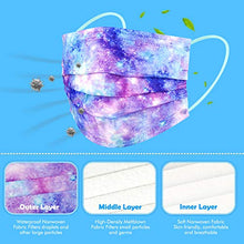 Load image into Gallery viewer, 60PCS Women&#39;s Disposable Protective Face Mask Adult Size Magic Rainbow Mesh Fantasy Universe Princess Gradient Colors Individually Wrapped 3-Layer Filter Comfort Fit Skin-Friendly Soft Elastic Earloop
