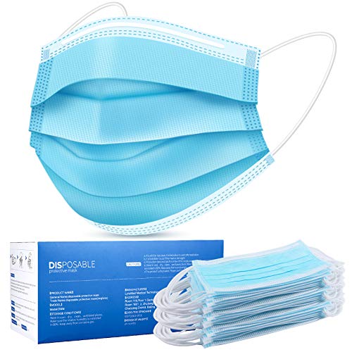 Disposable Face Mask, Face Masks of 50 Pack Disposable Mask (Blue)