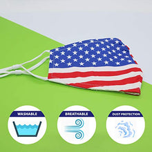 Load image into Gallery viewer, 2 PCS Reusable Patriotic Face Mask with Filter Pocket, USA American Flag Stretch Cloth 100% Cotton Washable Face Masks, Dust Mask for Face Covering
