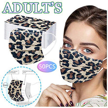 Load image into Gallery viewer, 50pcs Adult Disposable Face_mask, Colorful Leopard Printed Face Covering for Outdoor Protection (50pcs, A)
