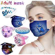 Load image into Gallery viewer, 50pcs Butterfly Disposable Face_mask with Designs for Women Men Adults Cute Colored Paper Face_mask for Coronɑvịrus Protection Breathable Face_mask 3 Layers with Nose Wire for Outdoor (A)
