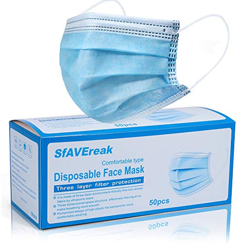 SfAVEreak Face Mask Disposable Blue (Pack of 50)