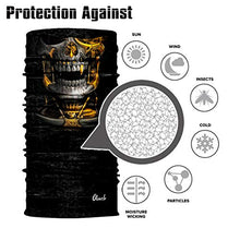 Load image into Gallery viewer, Obacle Skull Face Mask Half for Dust Wind UV Sun Protection Seamless 3D Tube Mask Bandana for Men Women Durable Thin Breathable Skeleton Mask Motorcycle Riding Bike Sports (Mechanical Grey-Gold Skull)
