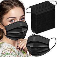 Load image into Gallery viewer, Black Disposable Face Masks, 100 Pcs Black Face Masks 3 Ply Filter Protection
