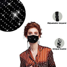 Load image into Gallery viewer, Wulcea Reusable Cloth Face Mask Women Female Lady, Washable Fashion Velvet Fabric Madks Mouth Cover, Glitter Rhinestone Sequin Bling Diamond Bedazzled Sparkle Purple Pink Black Peach
